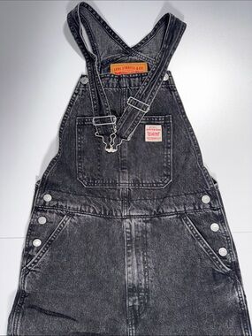 Levi's Washed Black Denim Overalls with Front Bib Pocket